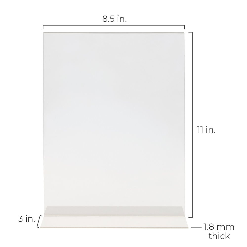 Dimensions of the Acrylic Tabletop Sign Holder for 8.5 x 11 Sign