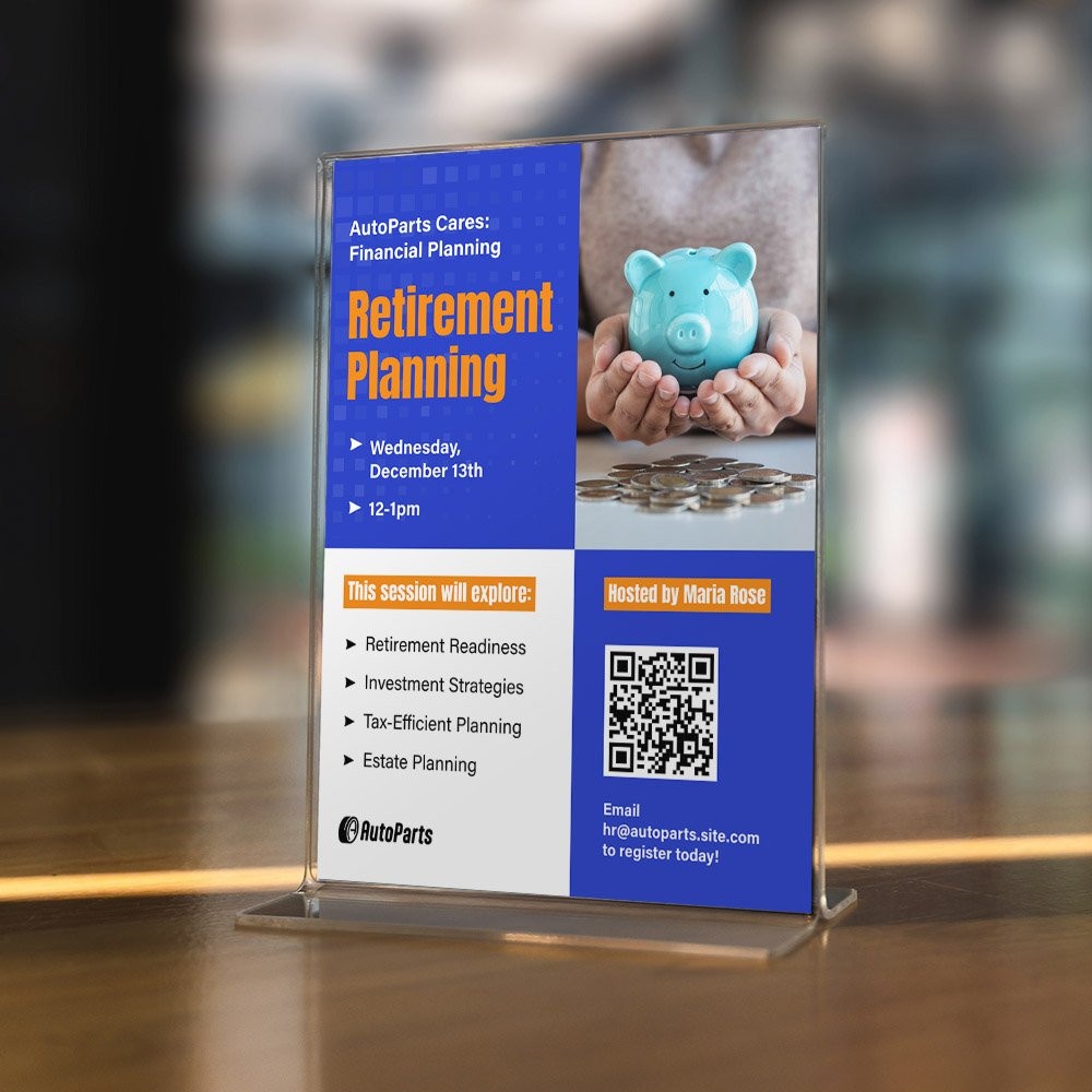 The Acrylic Tabletop Sign Holder for 8.5 x 11 Sign show in use