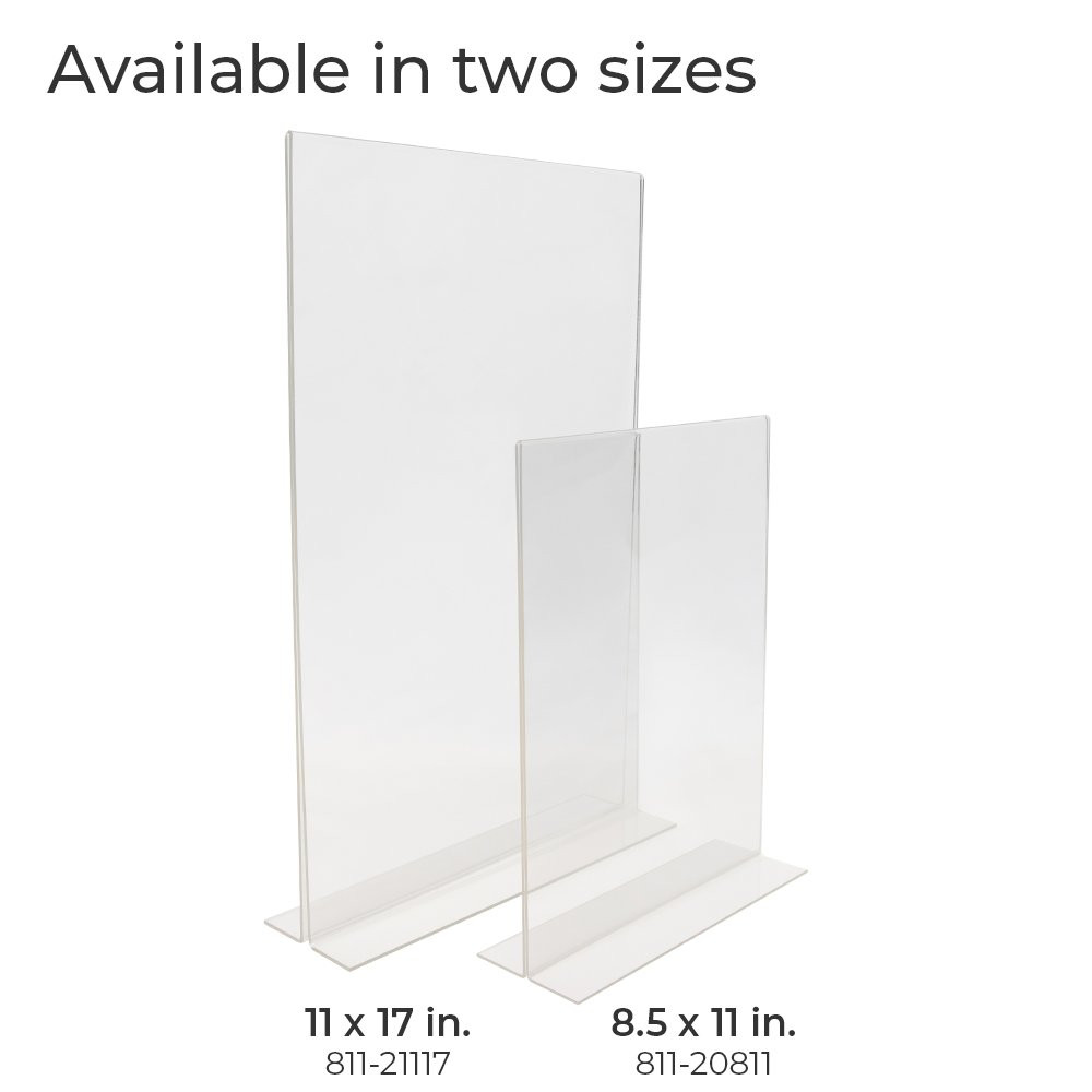 Acrylic tabletop signs available in 2 different sizes