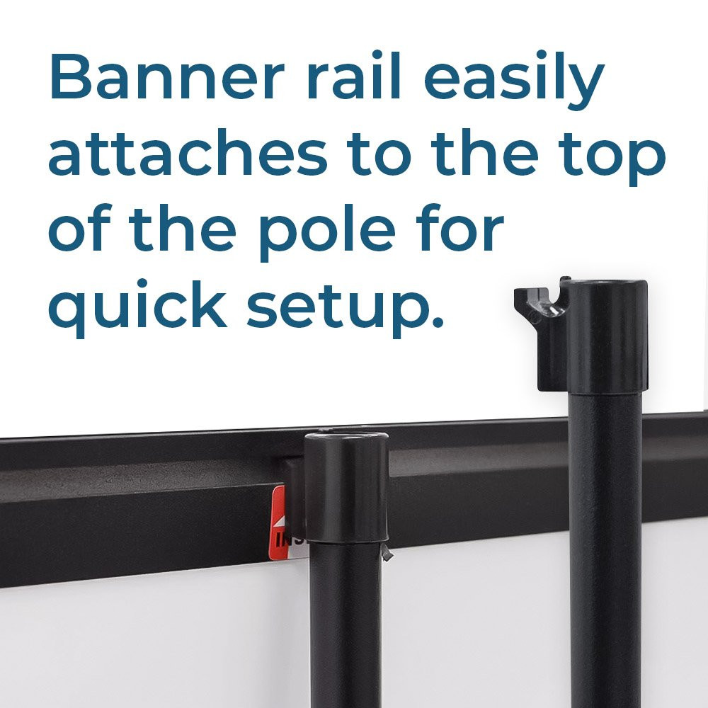 Economy Retractor Banner rail easily attaches to the top of the pole for quick setup