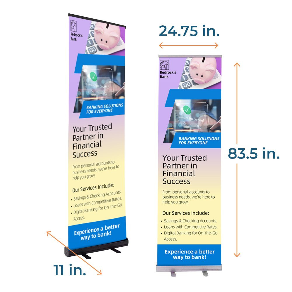 Dimensions of 24 inch Economy Retractor Banner