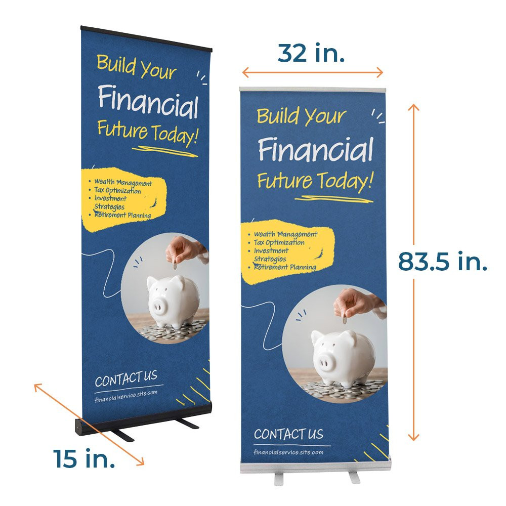 Dimensions of 31.5 inch Economy Retractor Banner