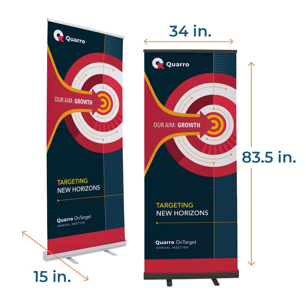 Dimensions of 33.5 inch Economy Retractor Banner