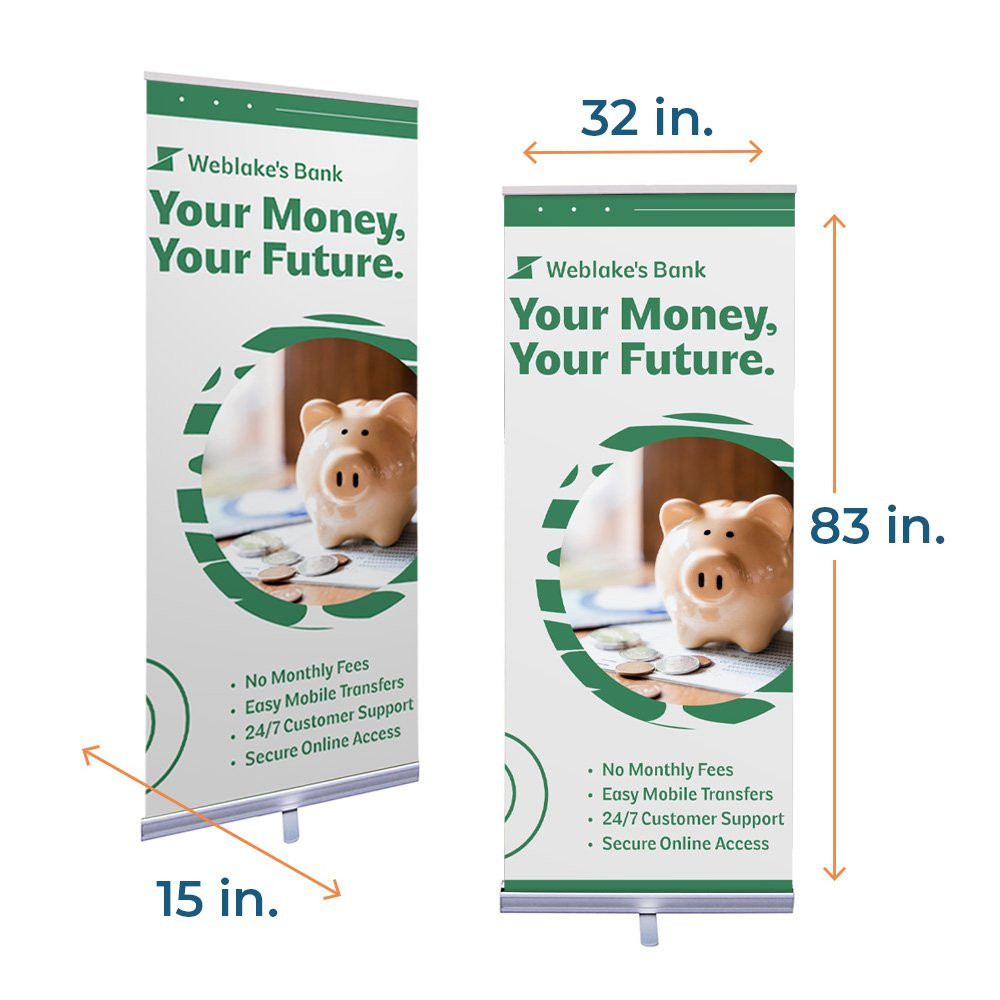 Dimensions of the Economy Plus Retractor Banner in 31.5 inch size