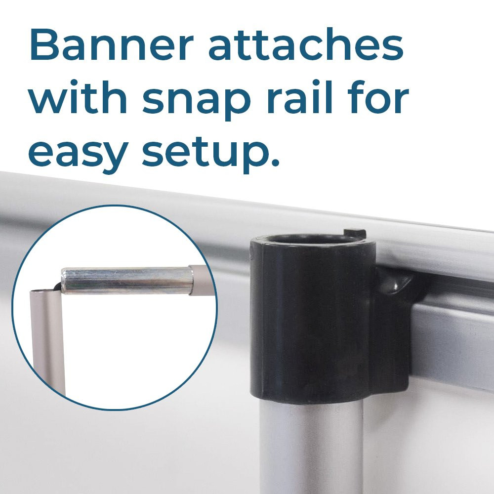 The ideal retractor banner attaches with snap rail for easy setup