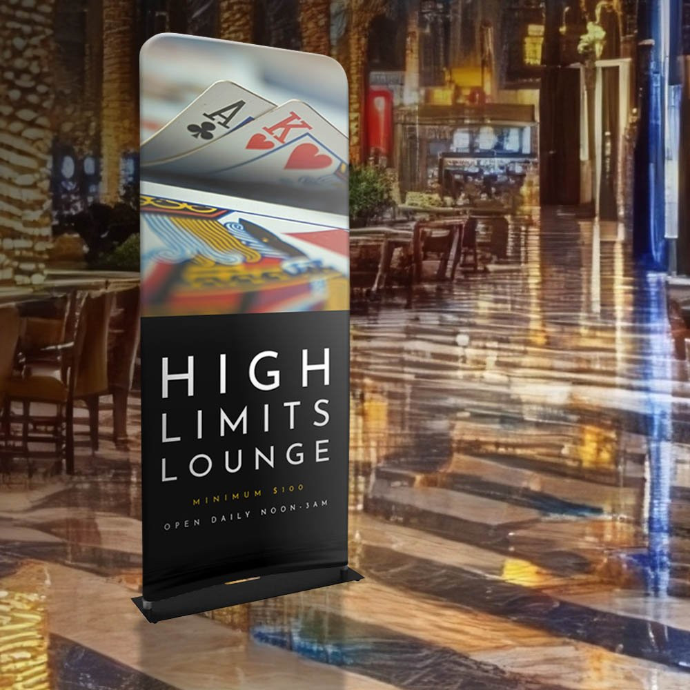 The EuroFit Fabric Banner in use at a casino