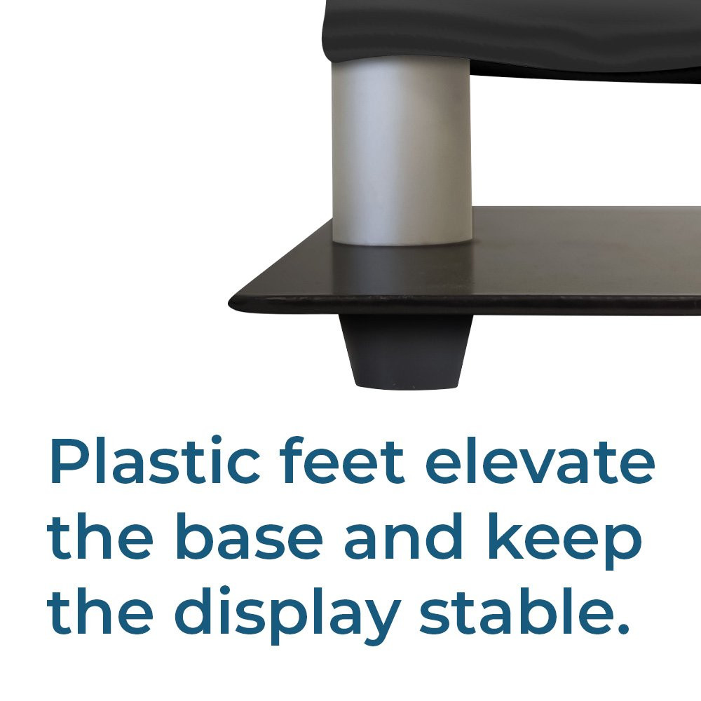 The EuroFit Fabric Banner has plastic feet to elevate the base and keep the display stable.