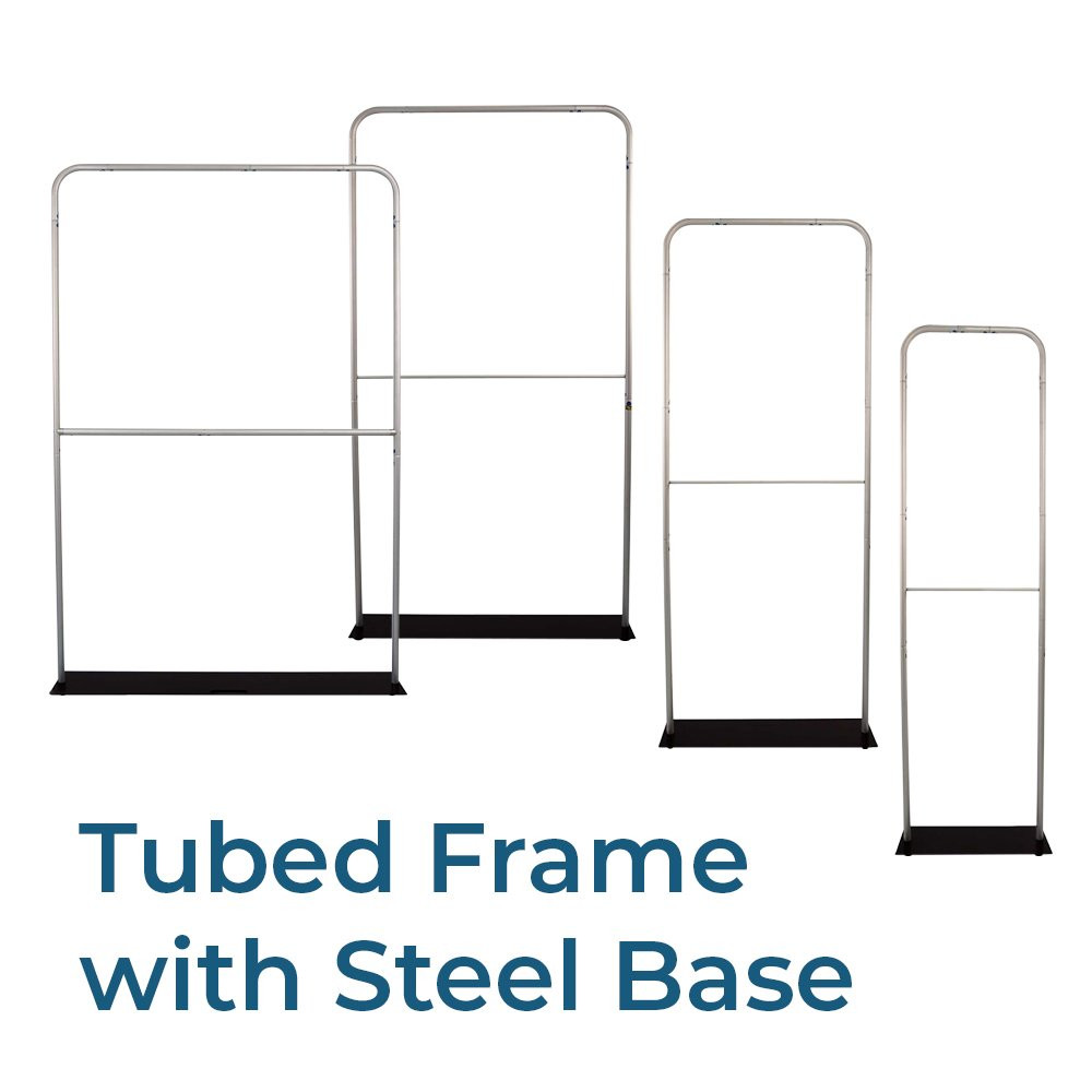 The EuroFit Fabric Banner comes with a tubed frame and steel base
