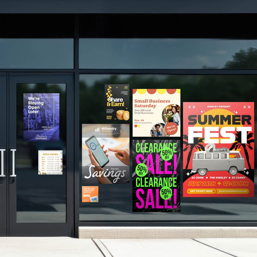 All sizes of the Custom Opaque Window Clings