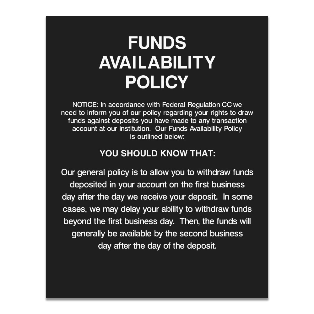 Magnetic Funds Availability (Standard) - Matte Black