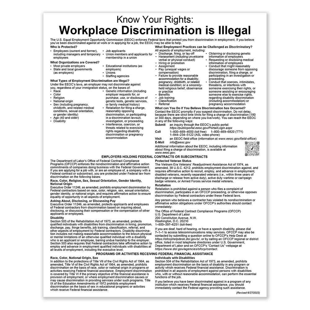 Equal Employment Opportunity (English) 11W x 14H; White with Black text
