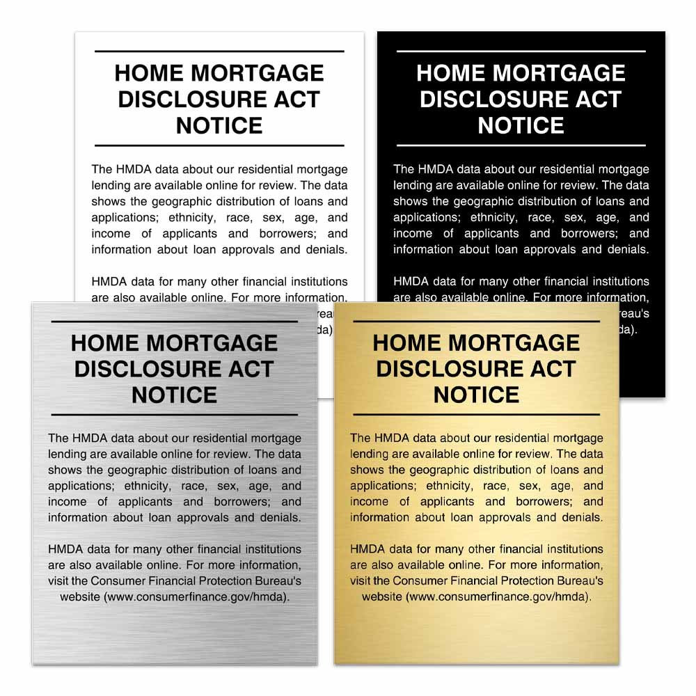 Main image - 2018 Home Mortgage Disclosure (English) 11W x 14H - All color options shown - gold with black text, black with white text, silver with black text, and white with black text