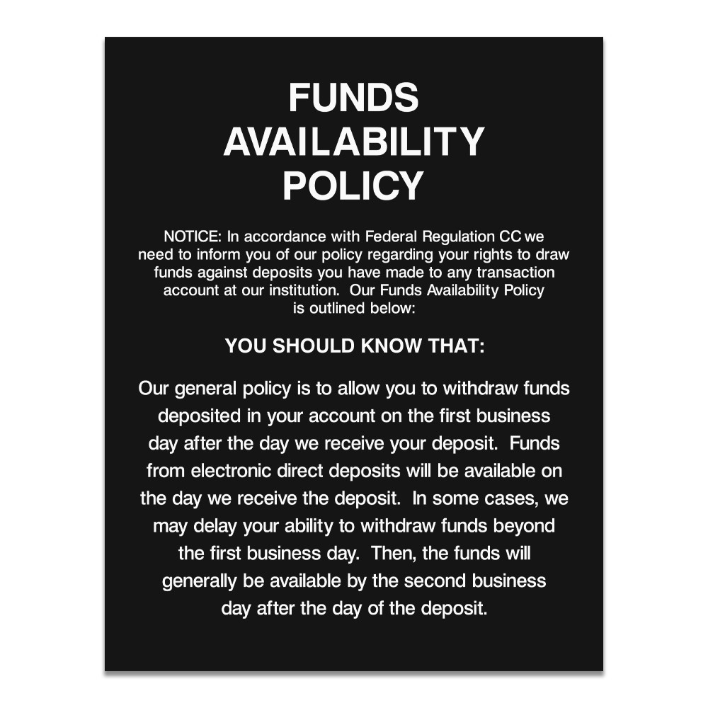 Magnetic Funds Availability Policy (2nd Business Day) - Matte Black