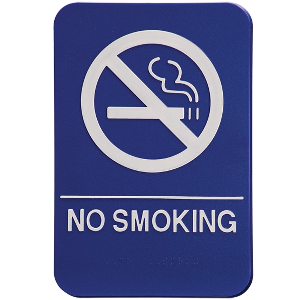 Wall Sign - No Smoking w/ Braille - 9W x 6H
