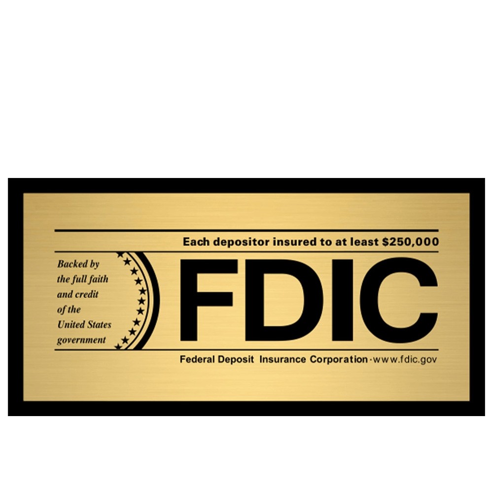 FDIC Wall Sign - Gold Alum w/ Velcro® - 8W x 4H