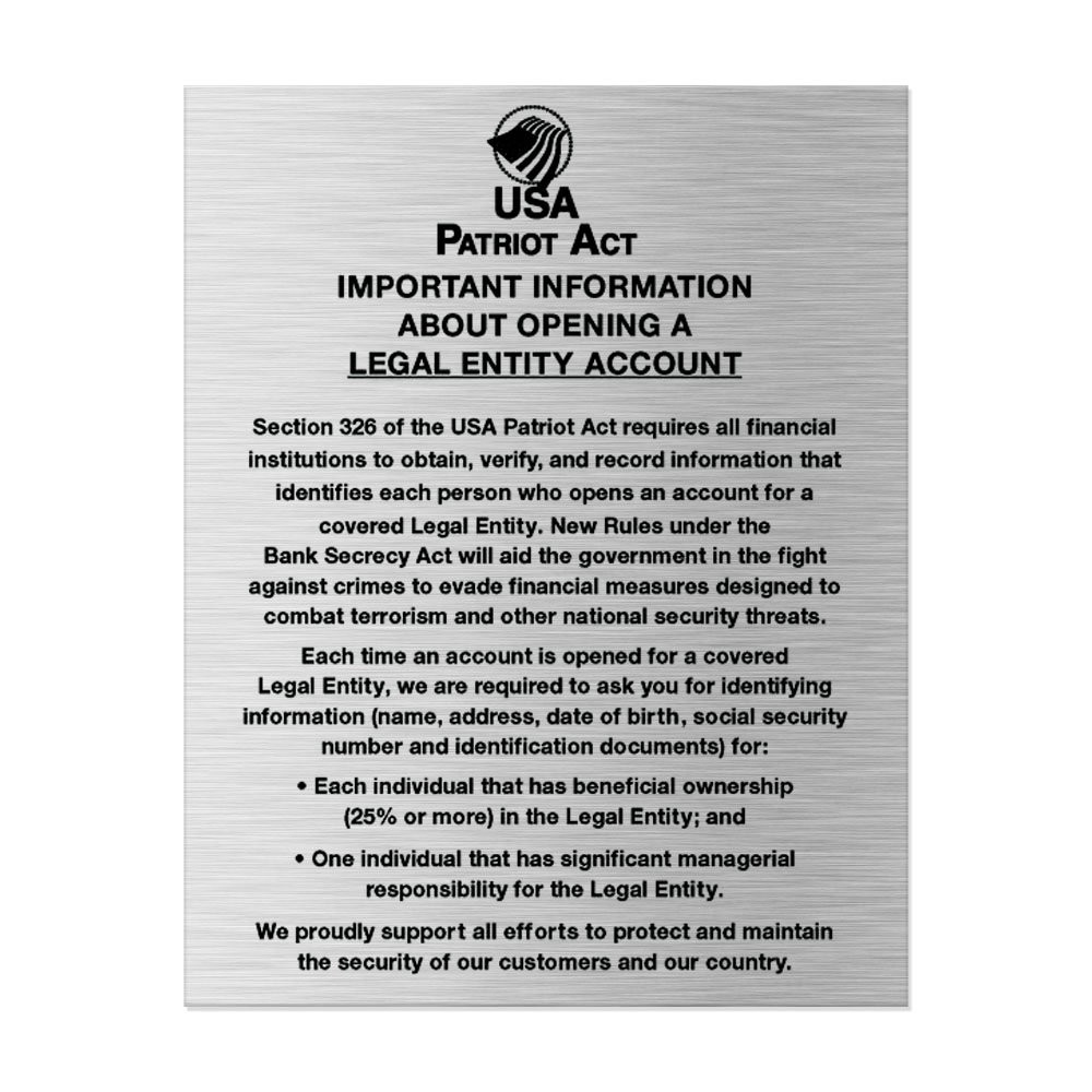 Silver Patriot Act (Beneficial Owner) 11W X 14H - Made-to-Order (Default)