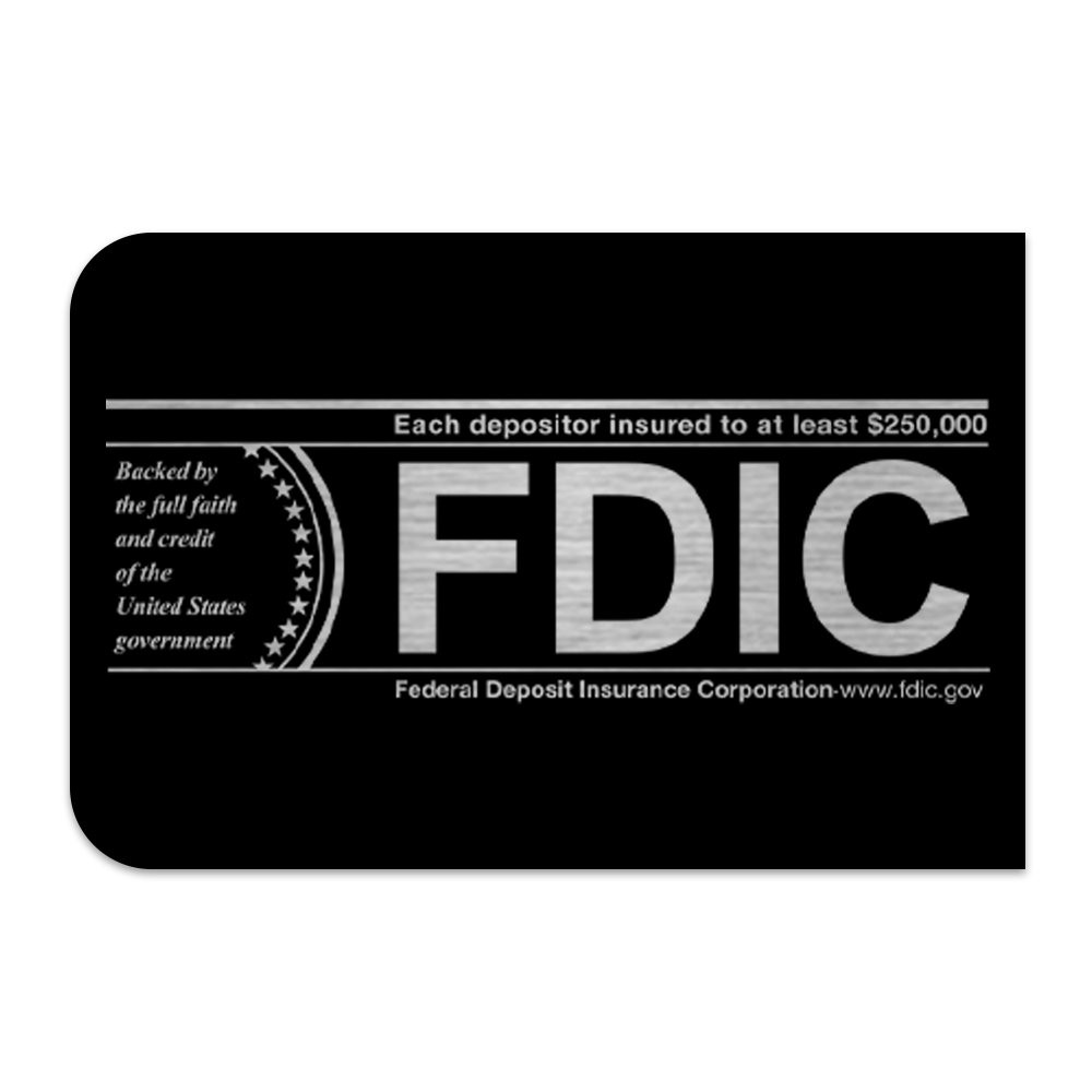 1/3 Size Round Magnetic FDIC Logo Insert - Round - Blk w/ Slvr