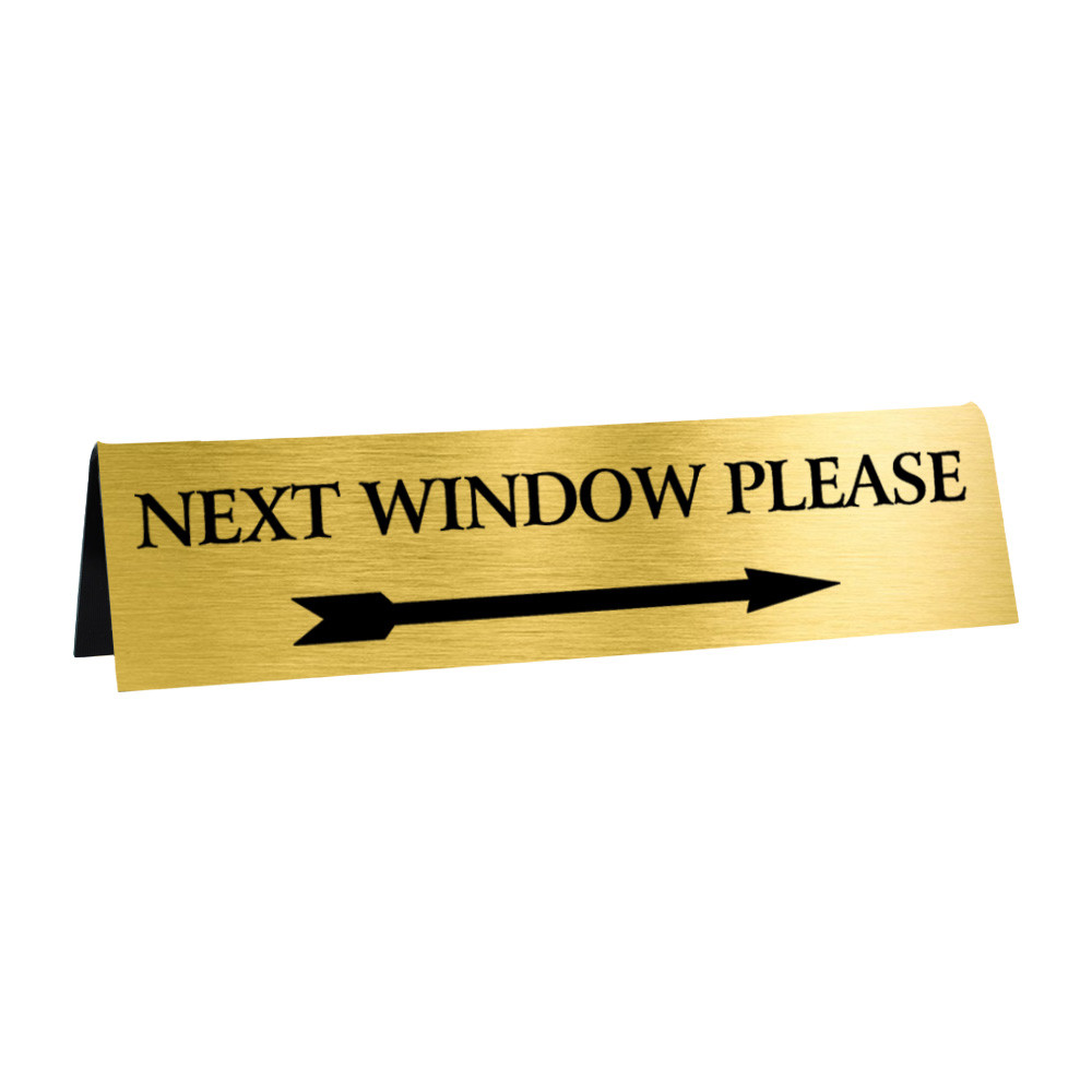 Gold w/ Black Next Window Sign - Double Sided - 8W x 2H