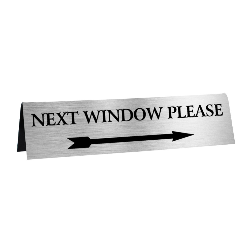 Silver w/ Black Next Window Sign - Double Sided - 8W x 2H