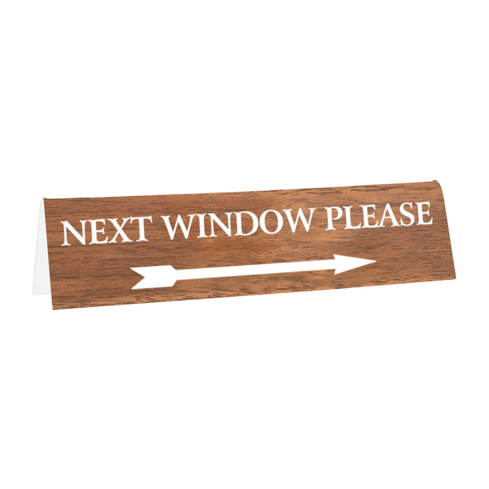 Walnut w/ White Next Window Sign - Double Sided - 8W x 2H