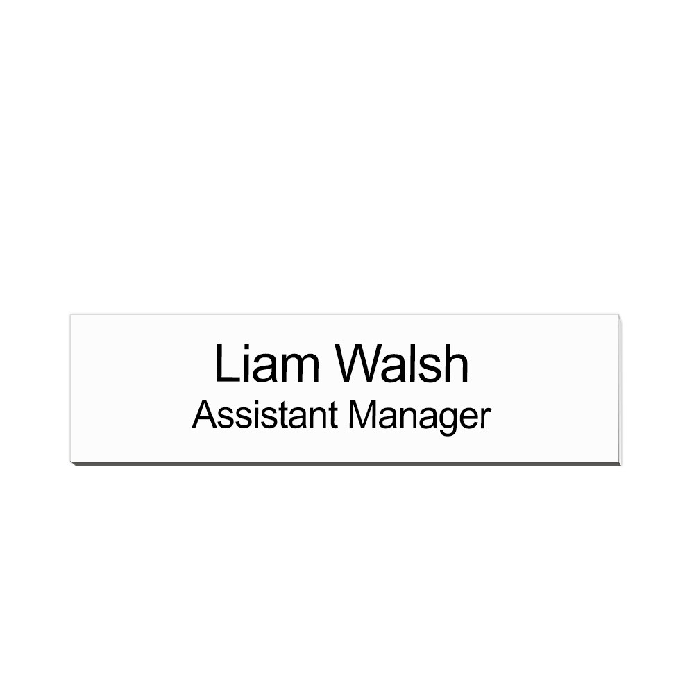 Custom 8W x 2H Wallmount Name Plate - White - Metal - Velcro® 