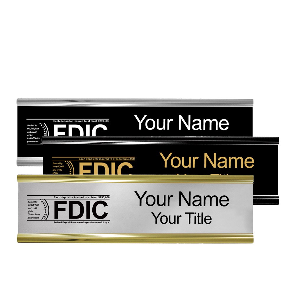 10W x 2H Wall Frame - Nameplate w/ FDIC or NCUA Logo Set 