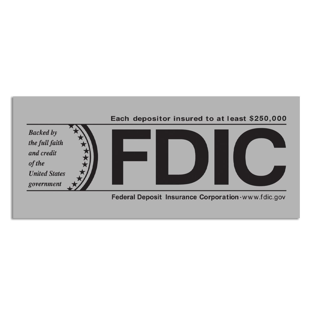 FDIC $250000 Outside Decal - Gray w/ Black Text