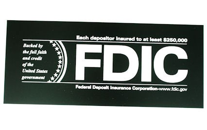 FDIC $250000 Outside Decal - Black w/ White Text 