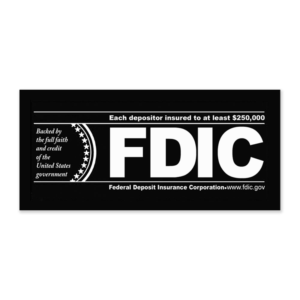 FDIC $250000 Outside Decal - Black w/ White Text 