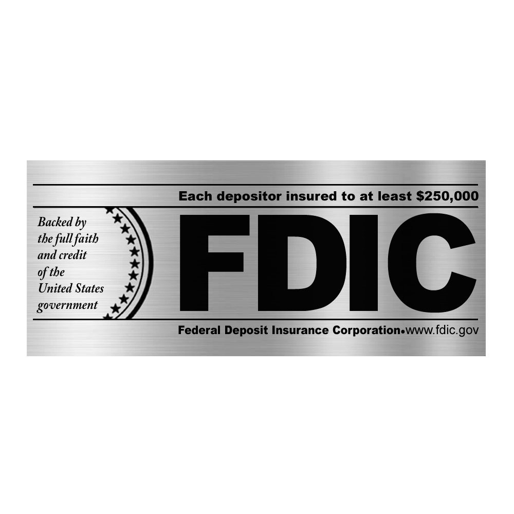 Silver $250000 FDIC Inside Decal With Black Text 