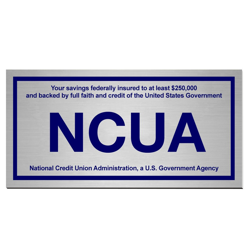 Wall plate NCUA - Silver with blue text 
