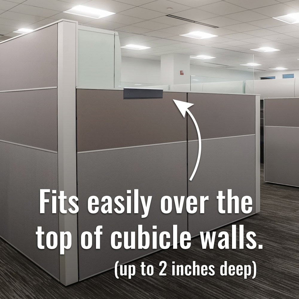 Proper placement of 10" x 2"H Aluminum Cubicle Frame with Silver Back Place and Black Front Face