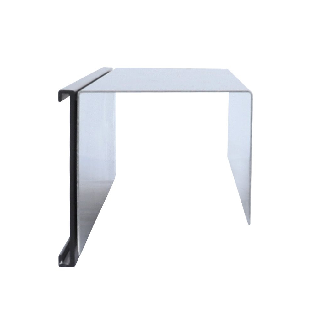 Side view of 10" x 2"H Aluminum Cubicle Frame with Silver Back Place and Black Front Face