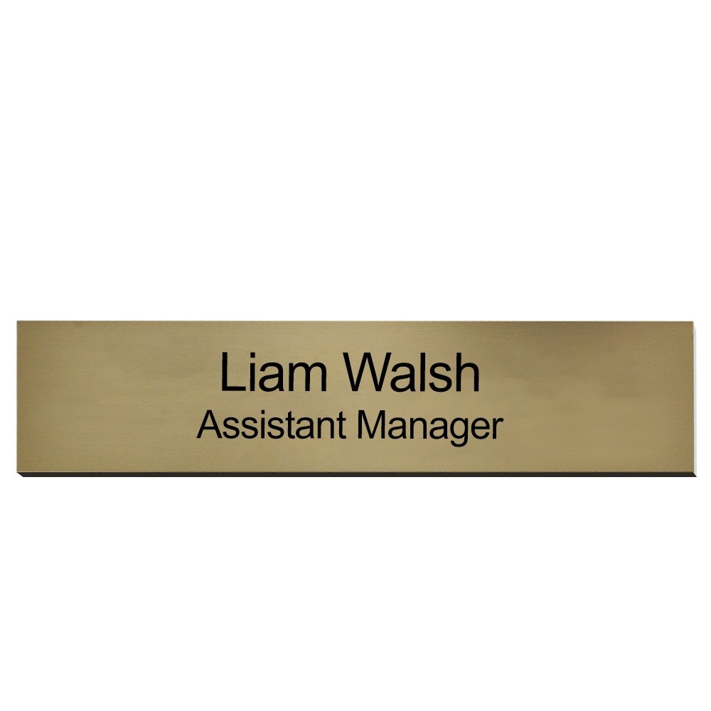Custom 10W x 2H Wallmount Name Plate - Gold - Metal - Adhesive Tape