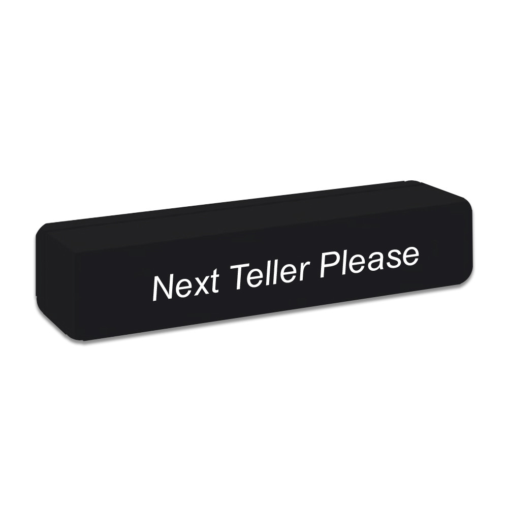 Next Teller Please - Aluminum Magnetic Desk Bar - Rounded Corners - 9W x 2H x 1D - Black