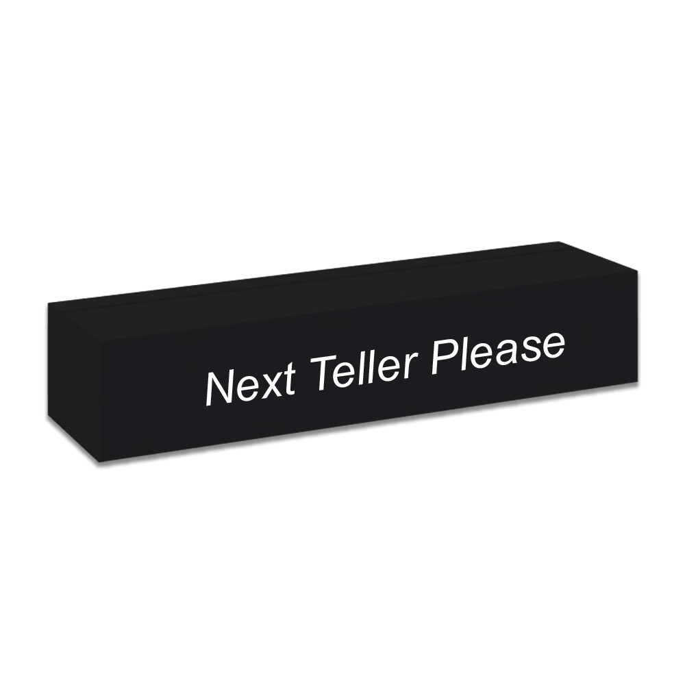 Next Teller Please - Aluminum Magnetic Desk Bar - Square Corners - Black