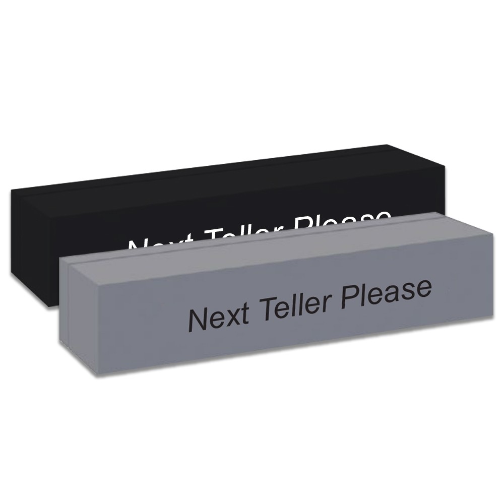 Next Teller Please - Aluminum Magnetic Desk Bar - Square Corners - 9W x 2H x 1D 
