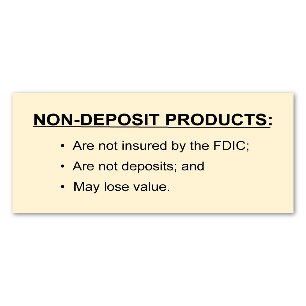 Almond w/Black Text - Mandatory Non-Deposit Products Wall Sign - 7W x 3H