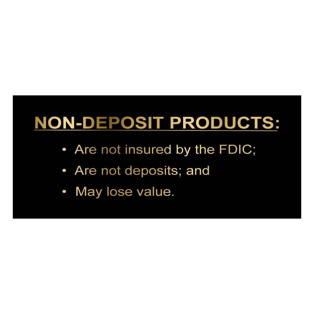 Black w/Gold Text - Mandatory Non-Deposit Products Wall Sign - 7W x 3H