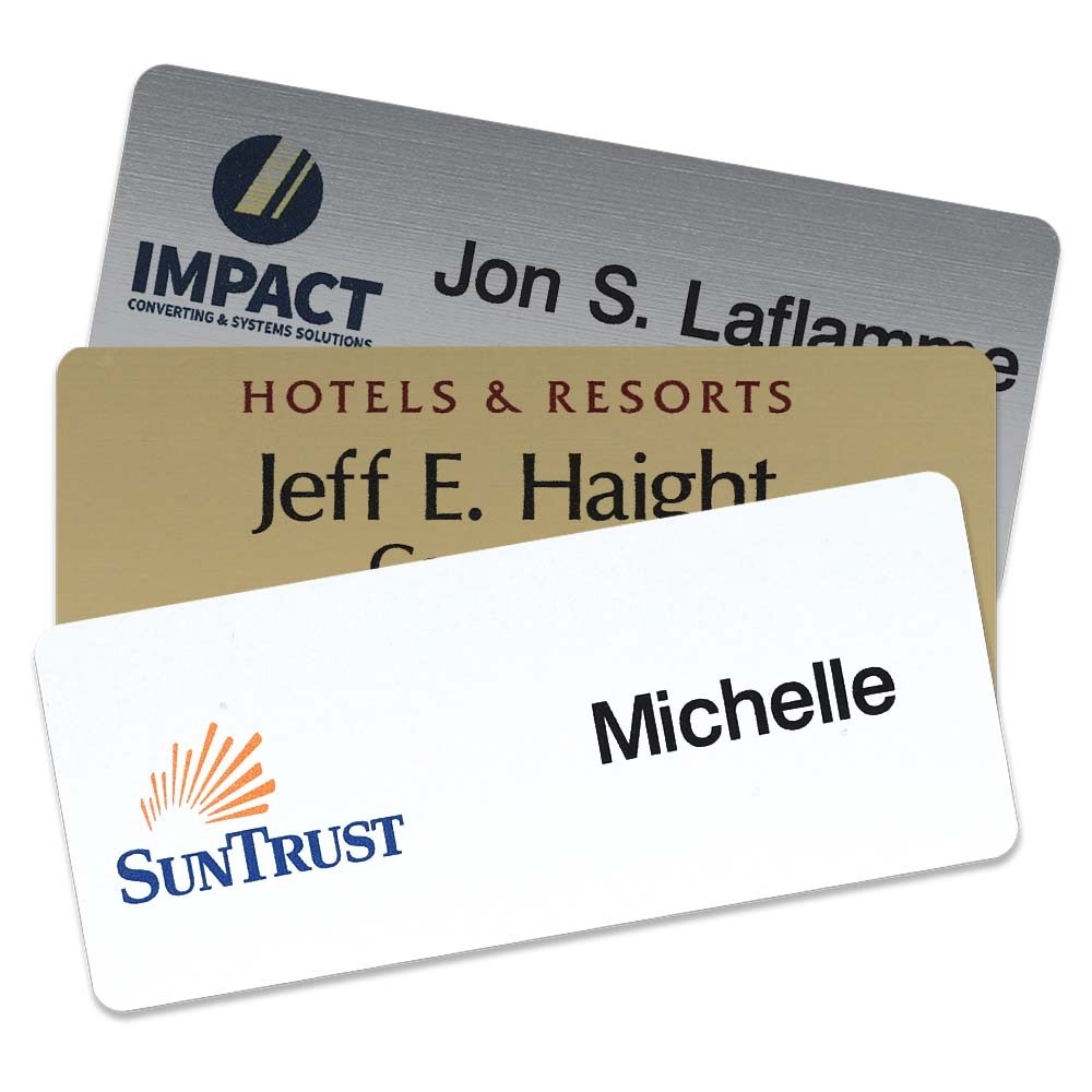1.25H x 3W Full Color Name Tags - Plastic/Metal - Made to Order 