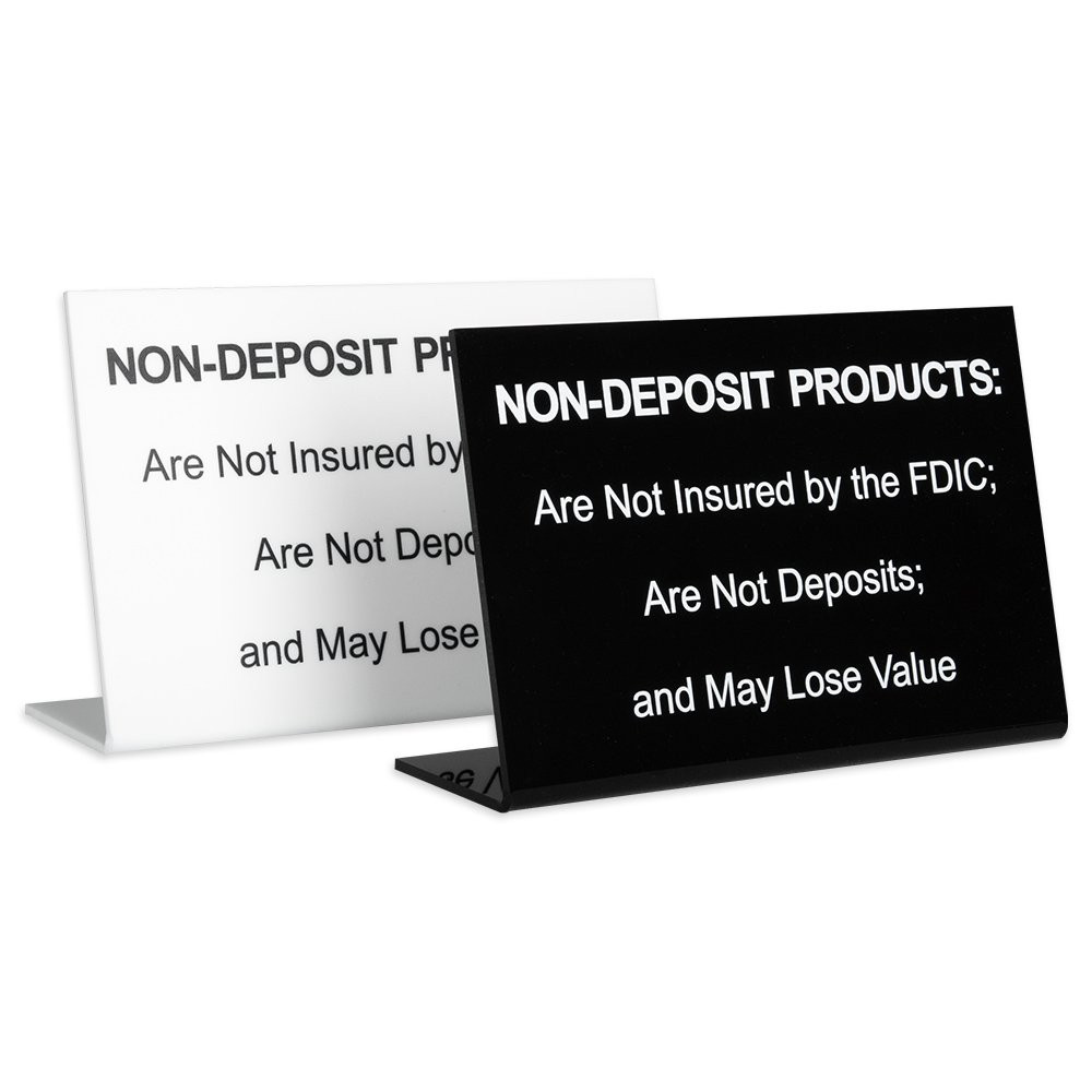 Non-Deposit Products Mandatory Bend Back Counter Sign - 7W x 4-1/2W