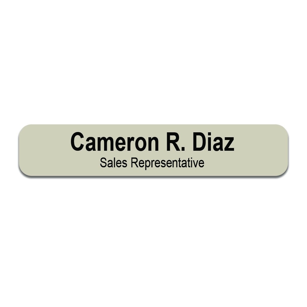 Standard Nameplate Insert - Round - Almond w/ Black Text 1.75 x 9.125