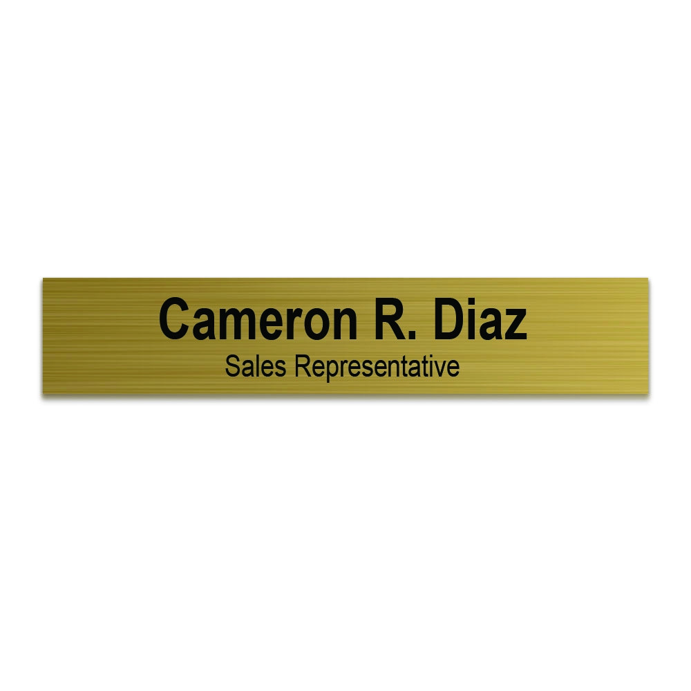 Standard Nameplate Insert - Square - Gold w/ Black Text - 1.75 x 9.125