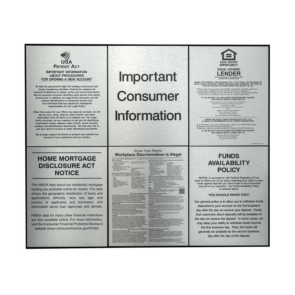 Black Aluminum Wall Frame for 6 Compliance Signs 