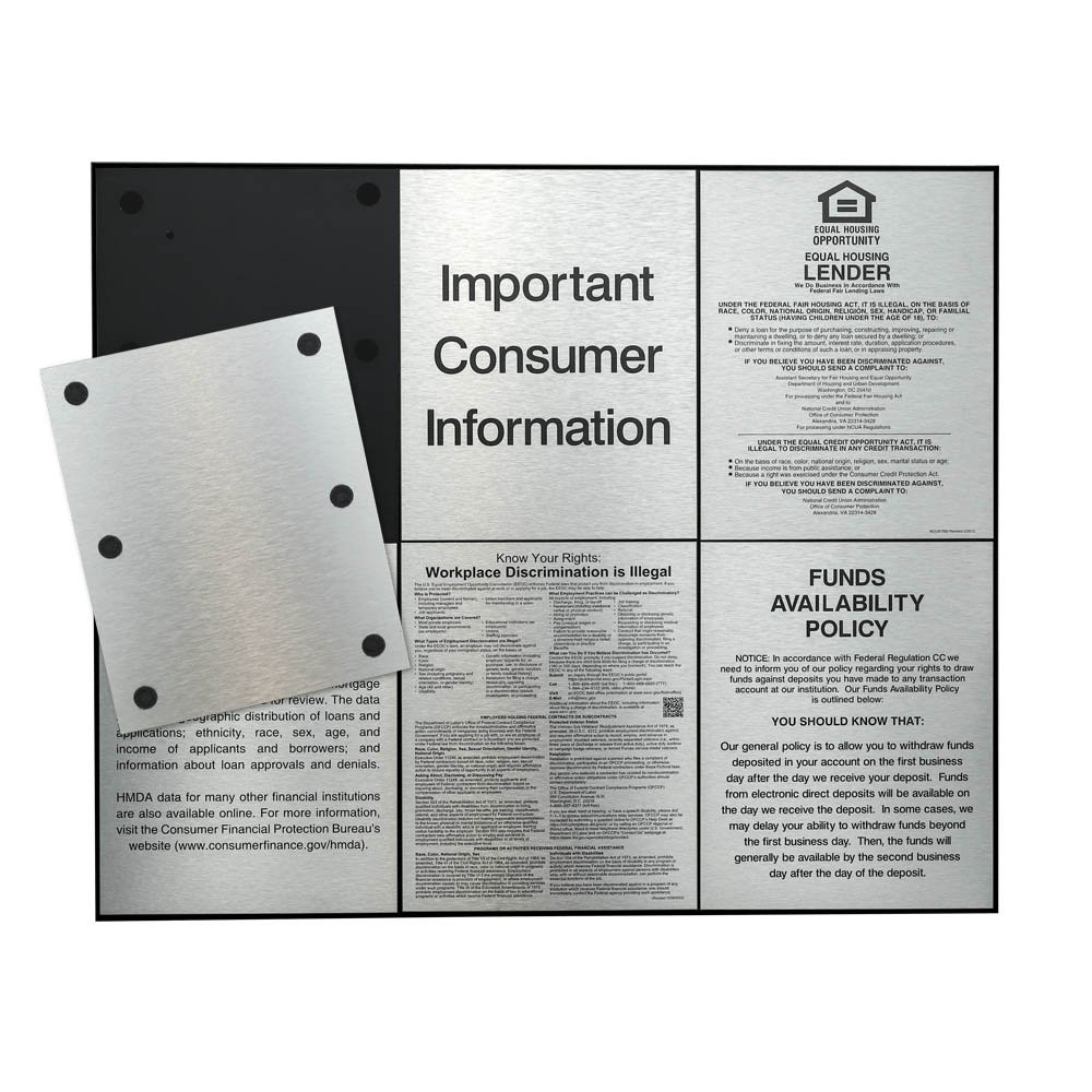 Black Aluminum Wall Frame for 6 Compliance Signs Displaying Black Frame