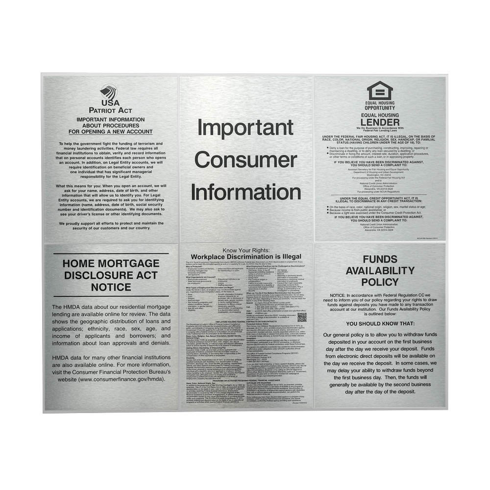 Silver Aluminum Wall Frame for 6 Compliance Sign