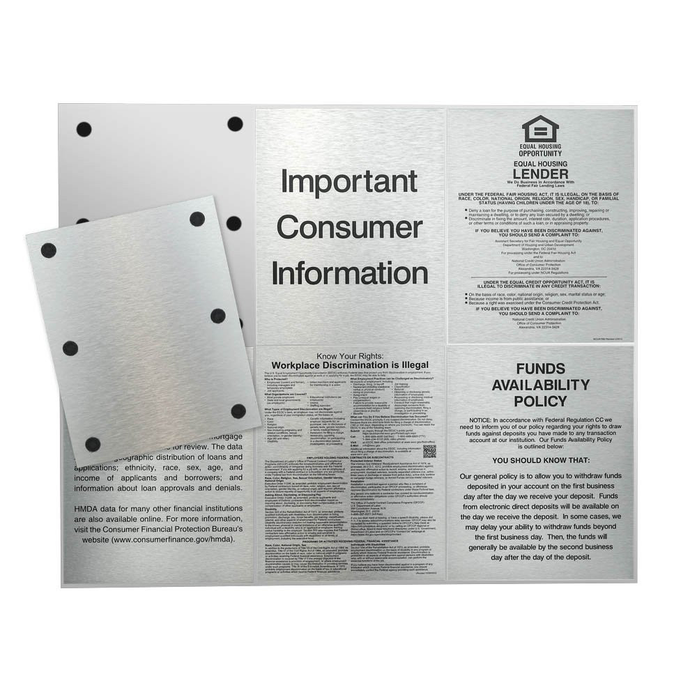 Silver Aluminum Wall Frame for 6 Compliance Sign Displaying Silver Frame