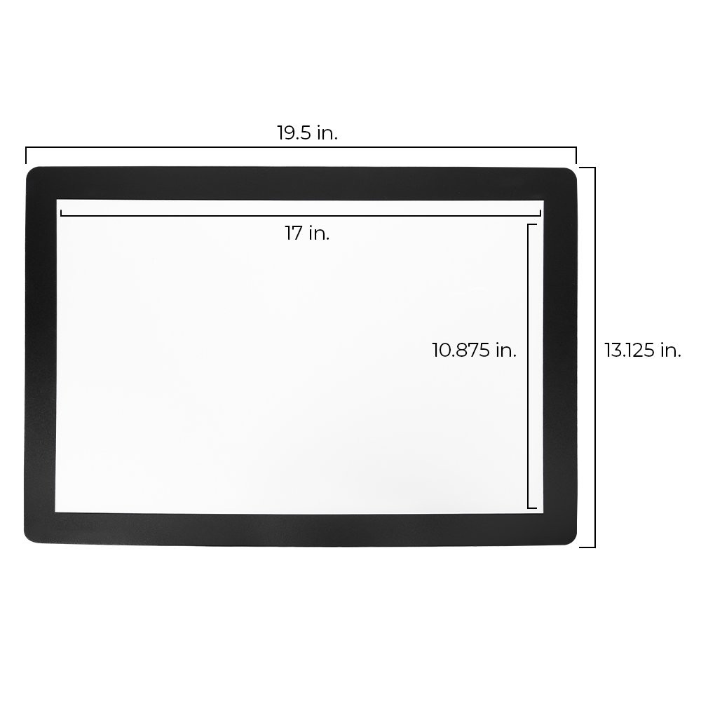 19.5 x 13.125 in Black  Counter Mat with Side Insert Displaying Dimmensions
