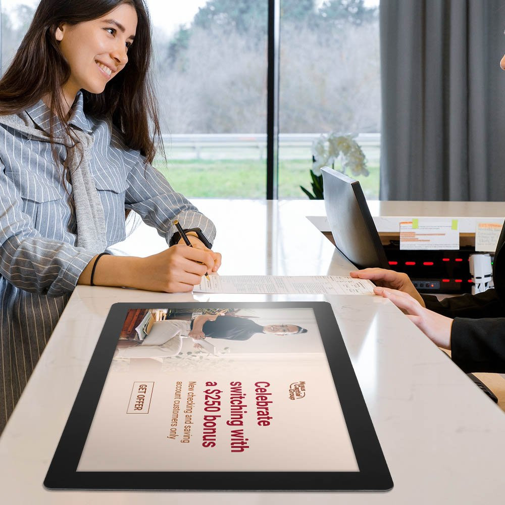 19.5 x 13.125 in Black  Counter Mat with Side Insert Being Shown Displayed On Counter