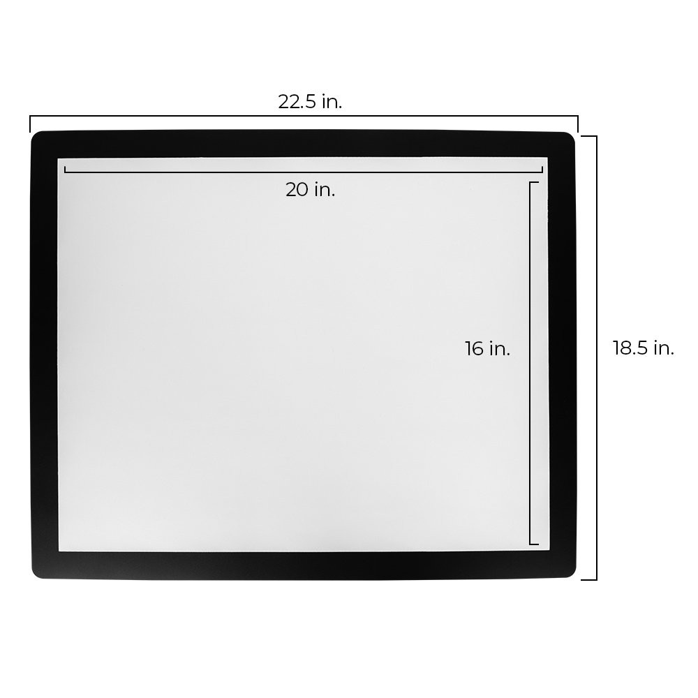 Black Counter Mat with Side Insert Showing Dimensions